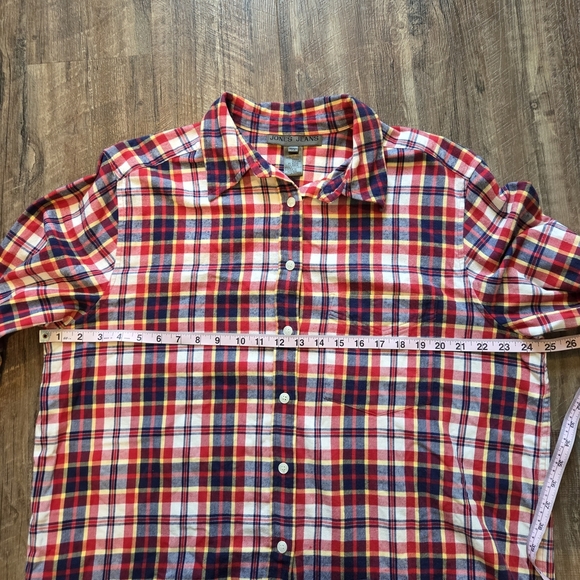 Jones Jeans Plaid Flannel Button Down Shirt Size 2X Red Navy Yellow - Picture 9 of 11